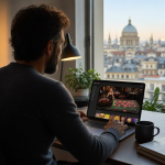 Person vergleicht seriöse Online Casinos am Laptop – legal spielen in Europa